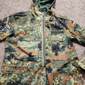 Vintage Scharrer German Military Uniform Camo Jacket Parka UniSex 1997 Koi Patch